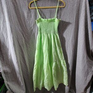 Shoreline Women's Lime Green Midi Flowy Sinched Top With Thin Straps Onesize